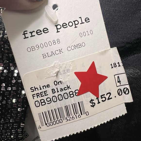 Free People Pants Women’s Size 4 Black Combo Shine On Straight Cropped NEW NWT - Picture 15 of 16